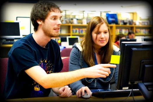 Image of Students and computers.